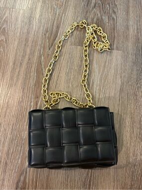 Black Quilted Leather Chain Shoulder Bag